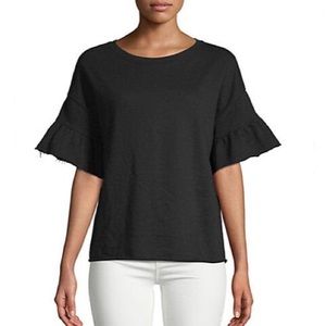 NWT Sanctuary Black Ruffle Sleeve Rear Keyhole Top